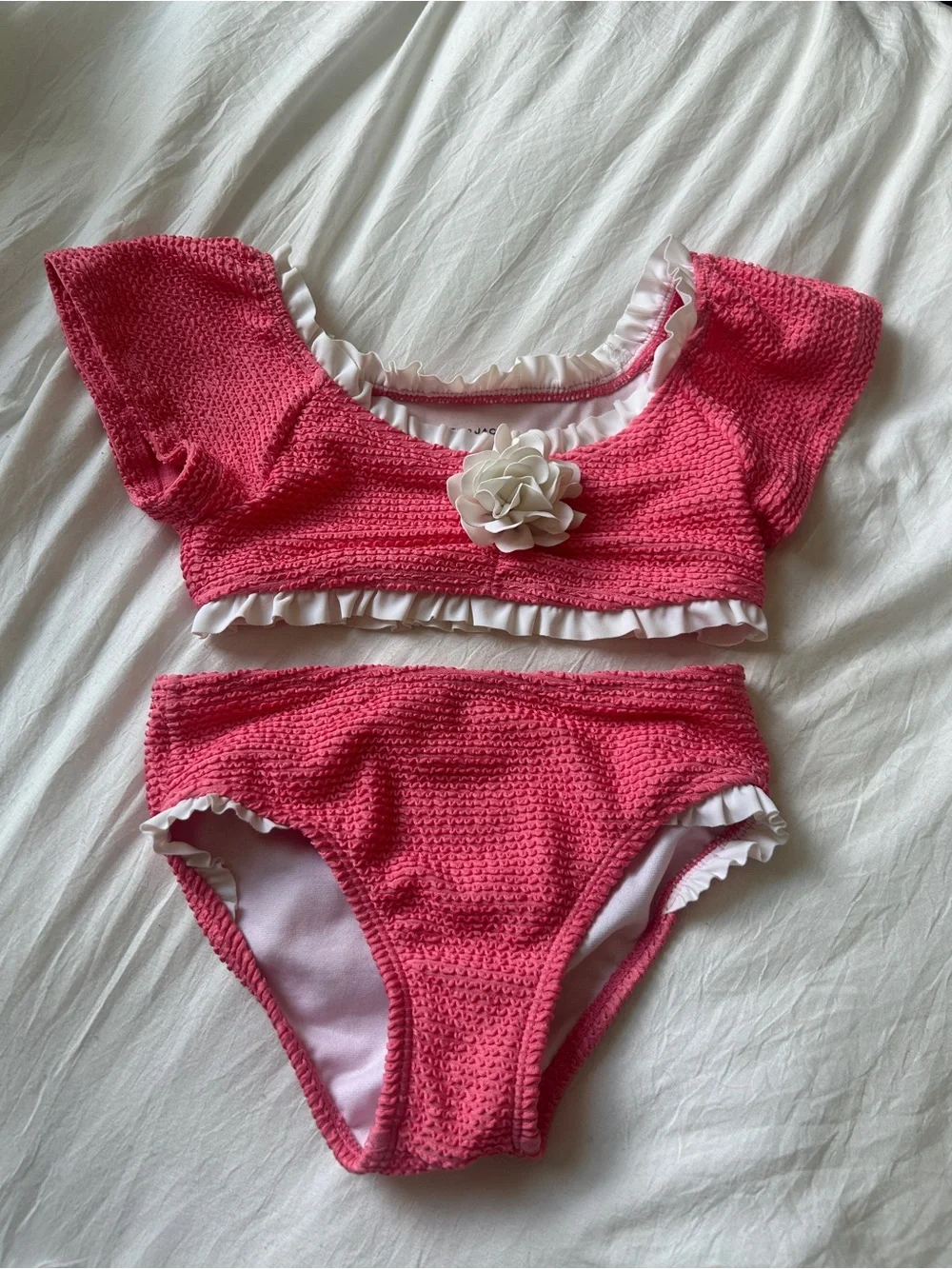 Janie and Jack‎ Pink Ruffle Two-Piece Swim Set with White Flower